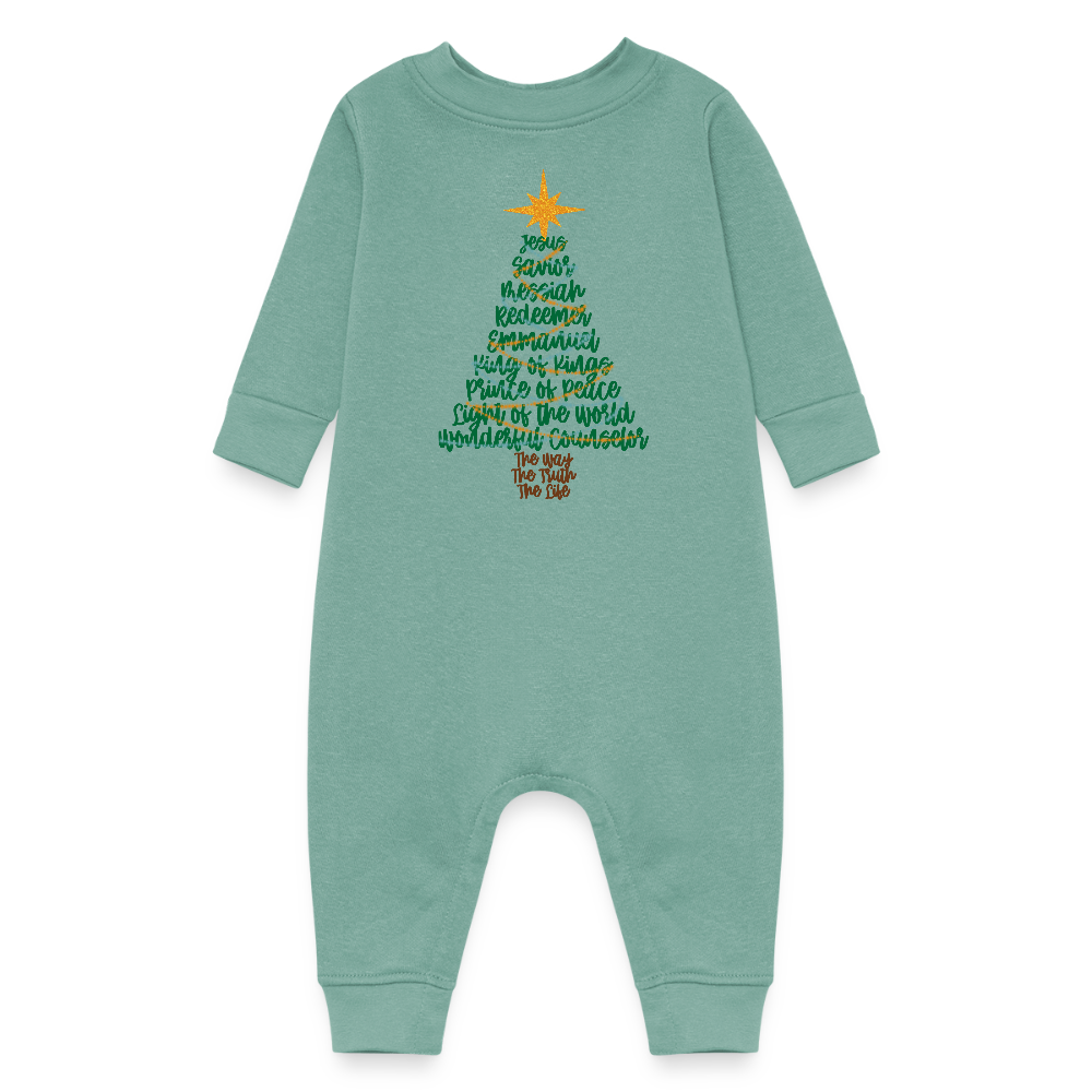 Names of Jesus Christmas Tree Baby Fleece Long Sleeve Onesie - saltwater