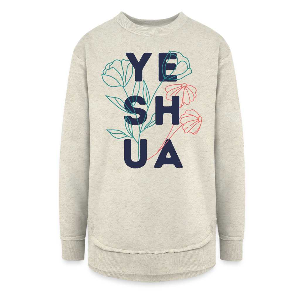 Yeshua Flowers Women's Weekend Tunic Fleece Sweatshirt - heather oatmeal