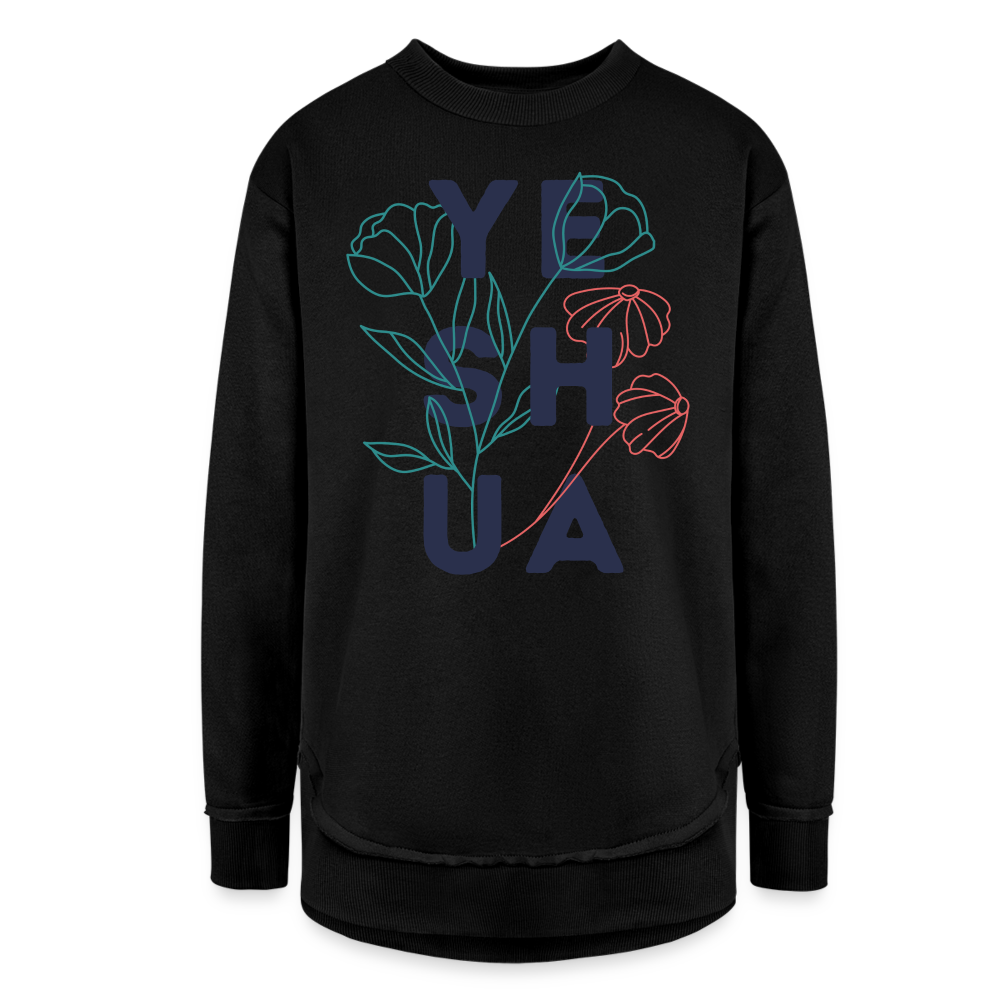 Yeshua Flowers Women's Weekend Tunic Fleece Sweatshirt - black