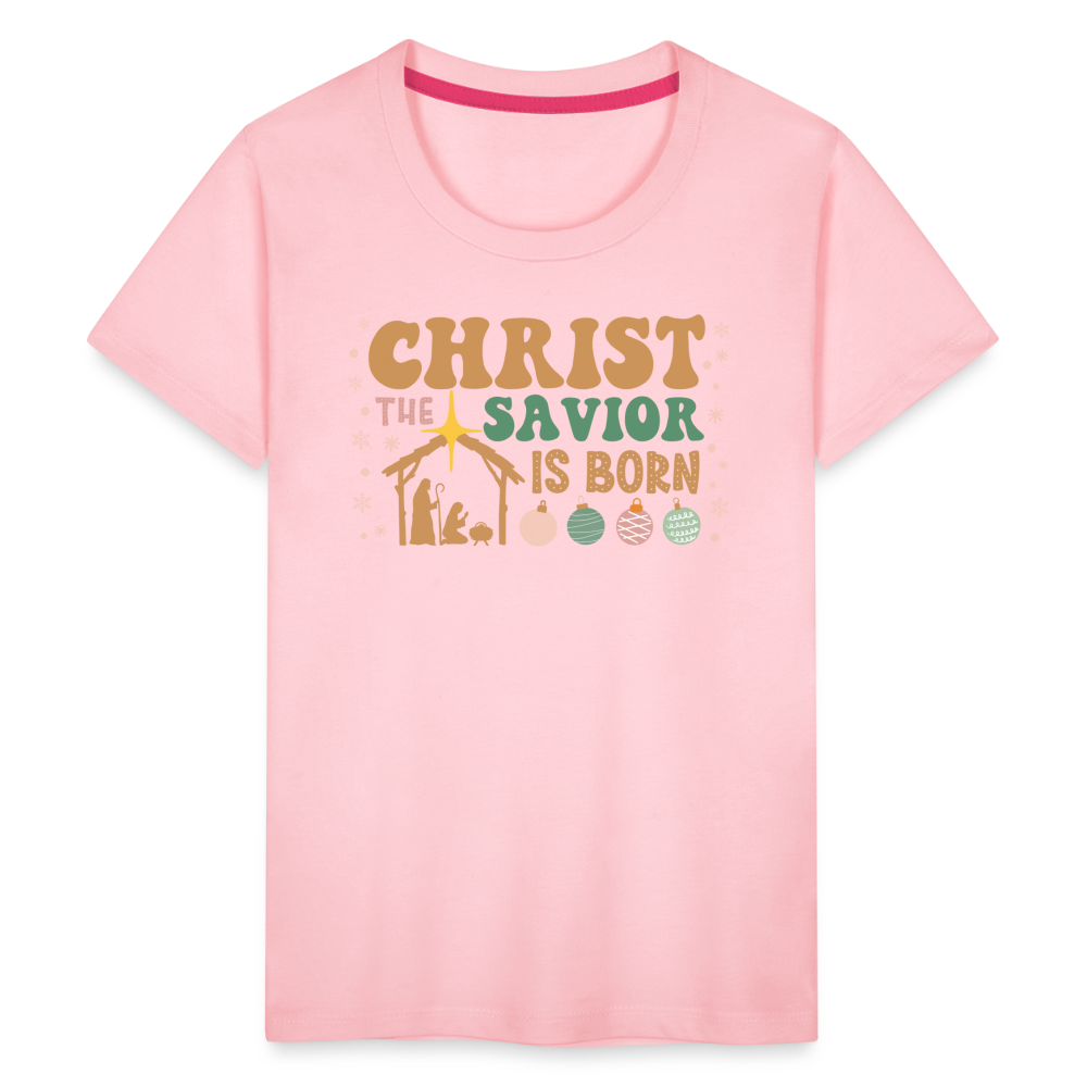 Christ the Savior is Born Christmas Family Kids' Premium T-Shirt - pink