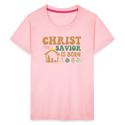 Christ the Savior is Born Christmas Family Kids' Premium T-Shirt - pink