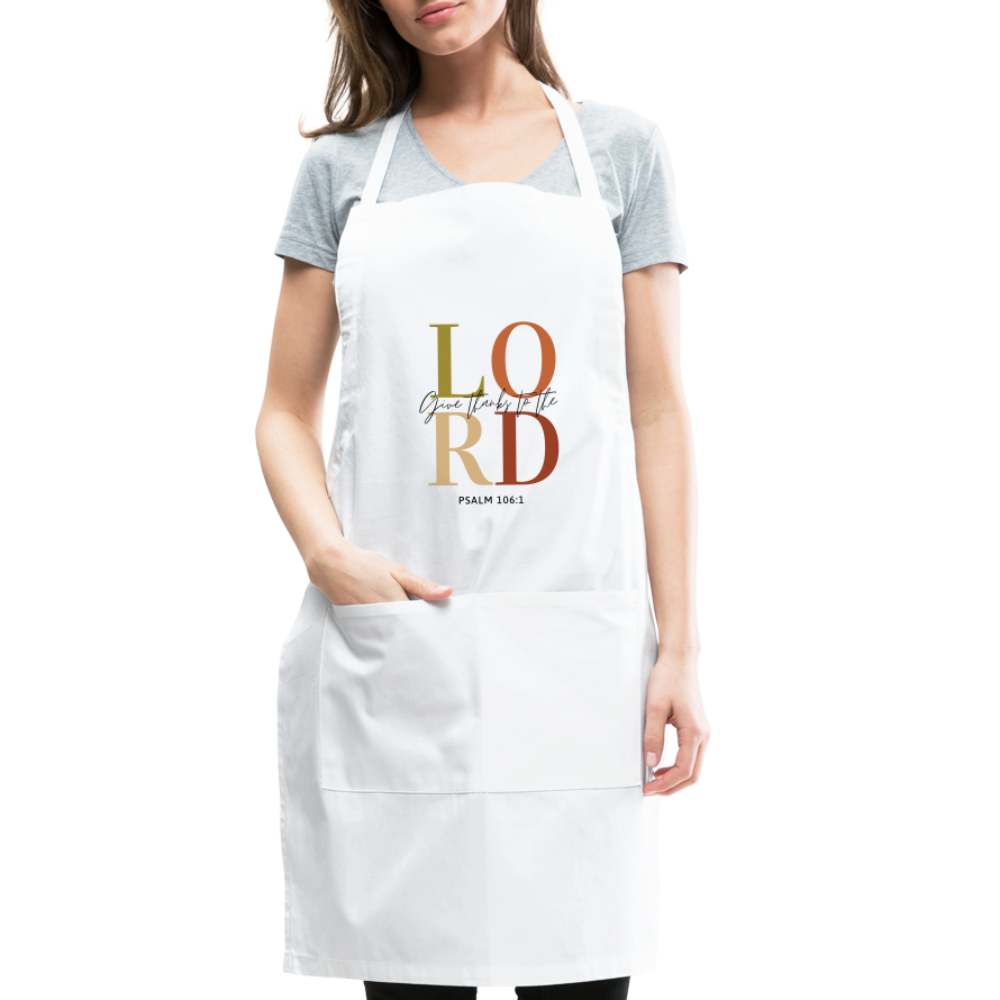 Give Thanks to the Lord Apron - white