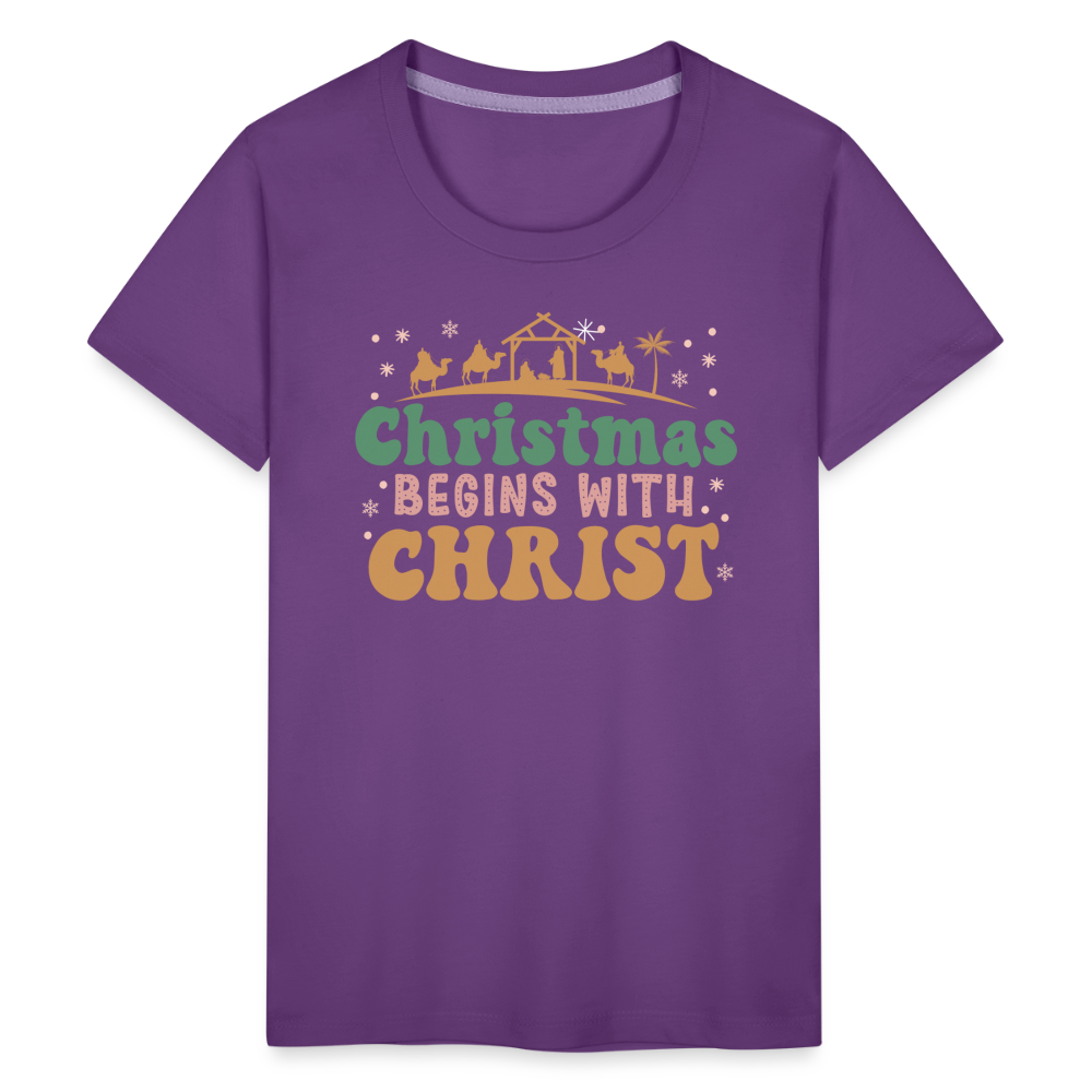 Christmas Begins with Christ Family Kids' Premium T-Shirt - purple