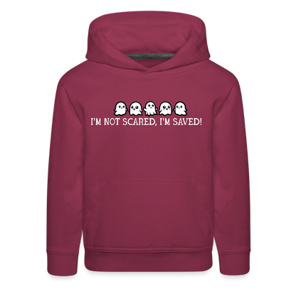 I'm Not Scared I'm Saved (W) Kid's Hoodie - burgundy