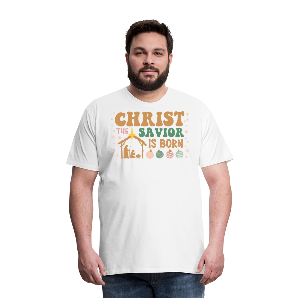 Christ the Savior is Born Christmas Family Men's Premium T-Shirt - white