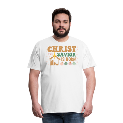 Christ the Savior is Born Christmas Family Men's Premium T-Shirt - white