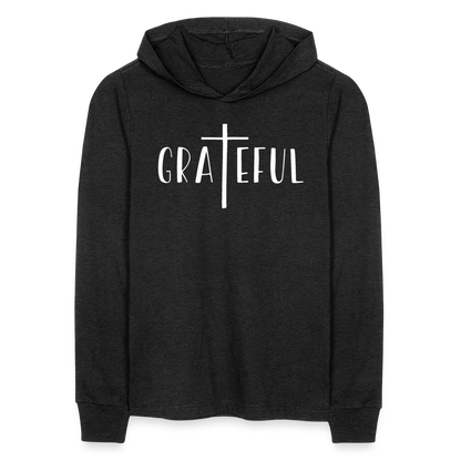 Grateful Men's Long Sleeve Shirt with Hood - heather black