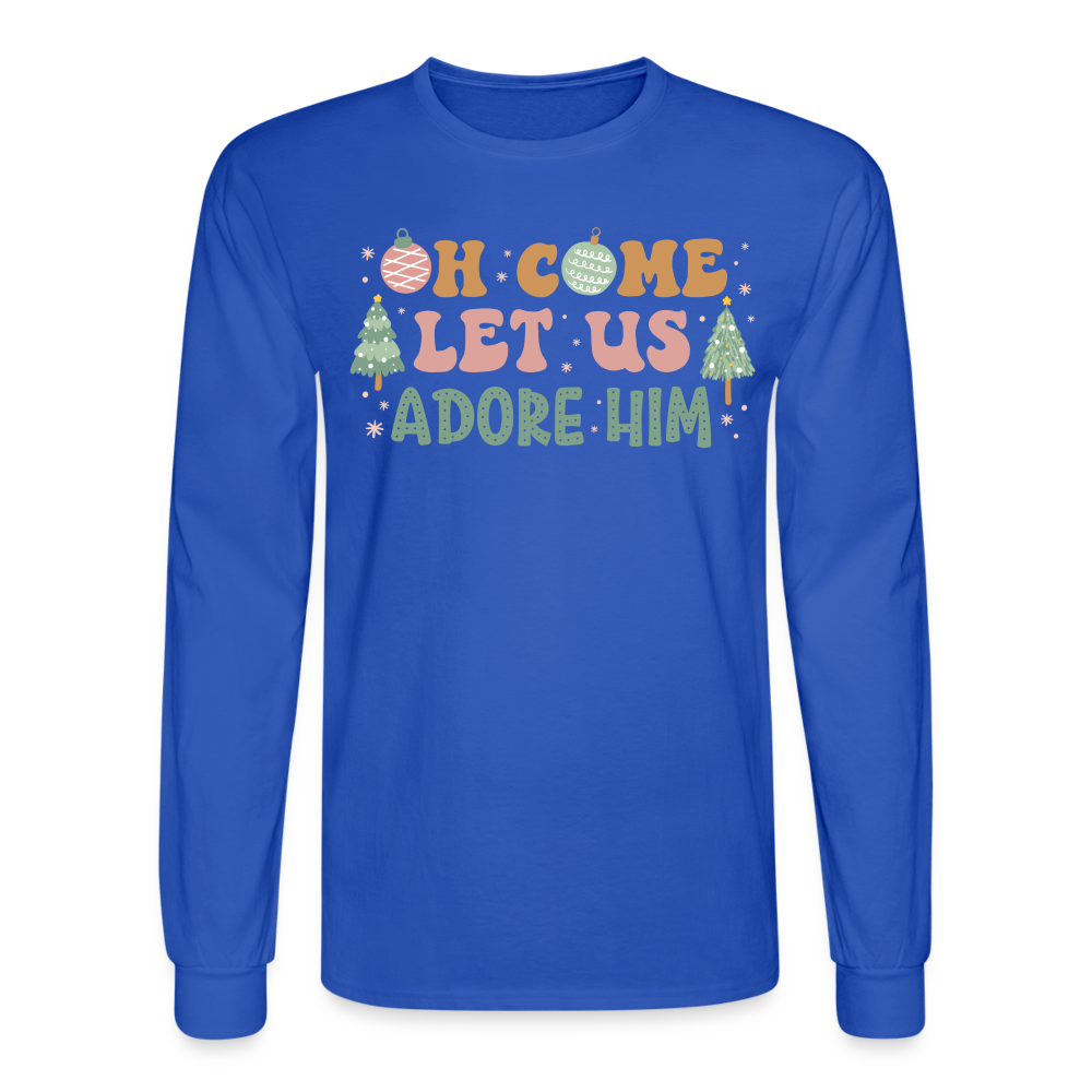 Oh Come Let Us Adore Him Christmas Family Men's Long Sleeve T-Shirt - royal blue