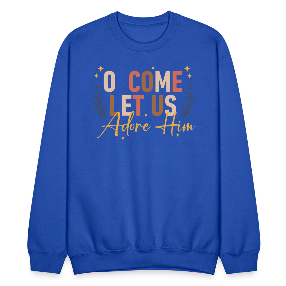 O Come Let us Adore Him Christmas Men's Sweater - royal blue