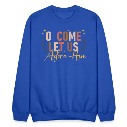 O Come Let us Adore Him Christmas Men's Sweater - royal blue