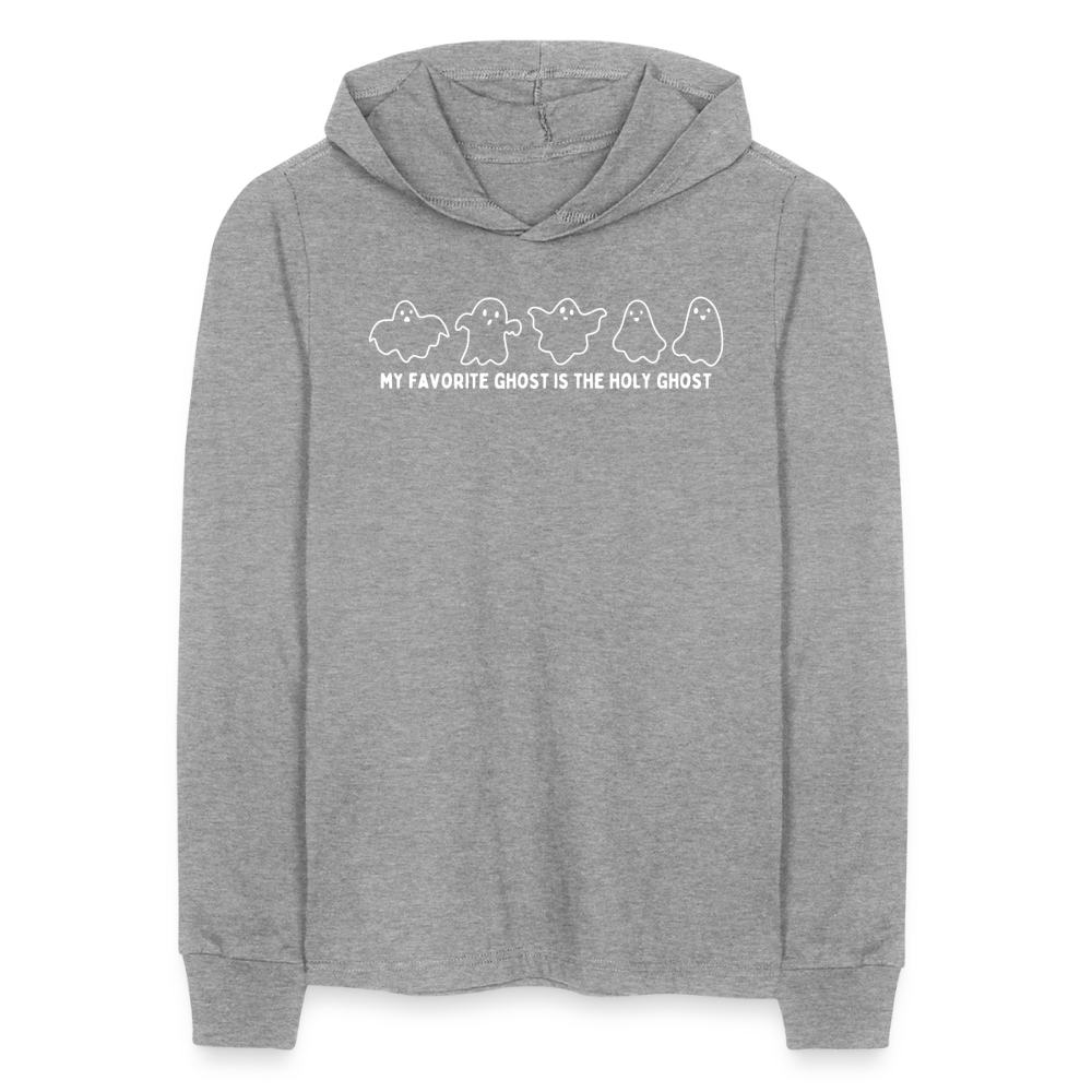 My Favorite Ghost is the Holy Ghost (Outline) Men's Long Sleeve Shirt - heather grey