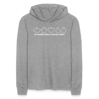 My Favorite Ghost is the Holy Ghost (Outline) Men's Long Sleeve Shirt - heather grey