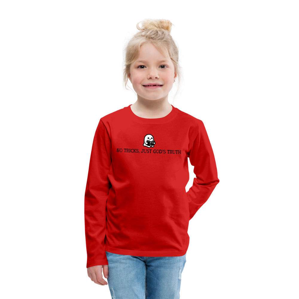 No Tricks Just God's Truth Kids Long Sleeve Shirt - red