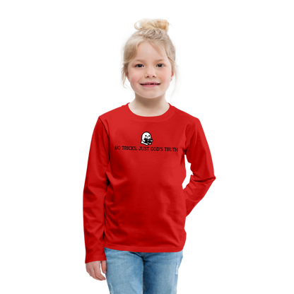 No Tricks Just God's Truth Kids Long Sleeve Shirt - red