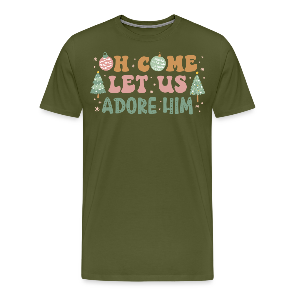 Oh Come Let Us Adore Him Christmas Family Men's Premium T-Shirt - olive green