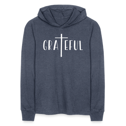 Grateful Men's Long Sleeve Shirt with Hood - heather navy