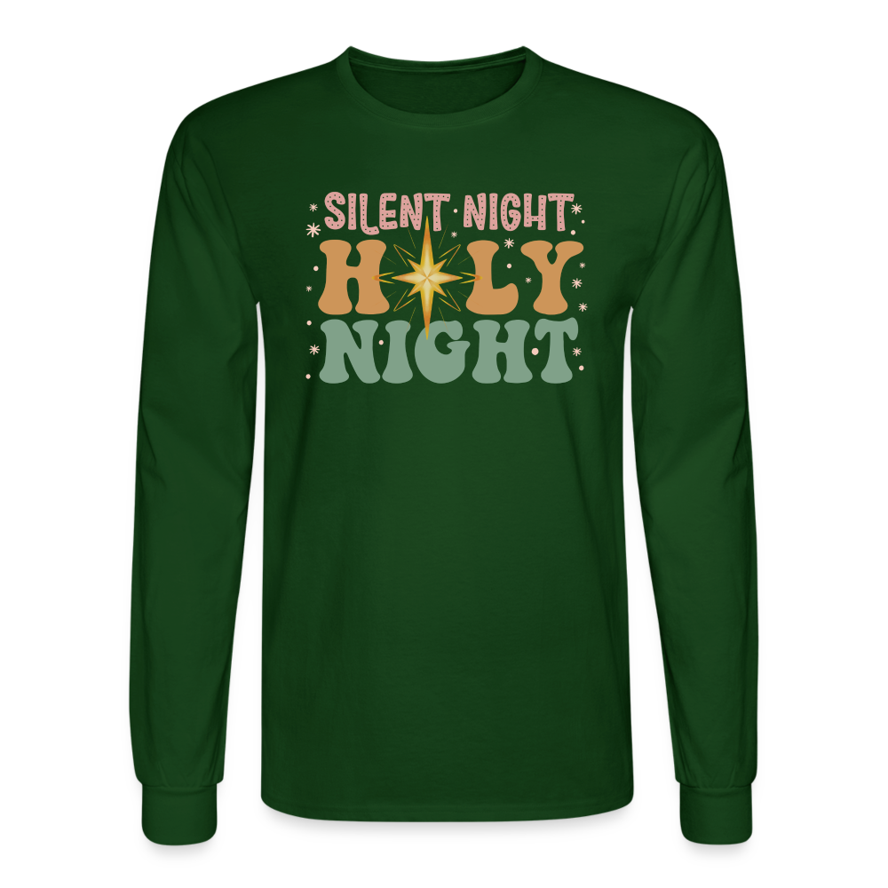 Silent Night Christmas Family Men's Long Sleeve T-Shirt - forest green