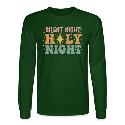 Silent Night Christmas Family Men's Long Sleeve T-Shirt - forest green