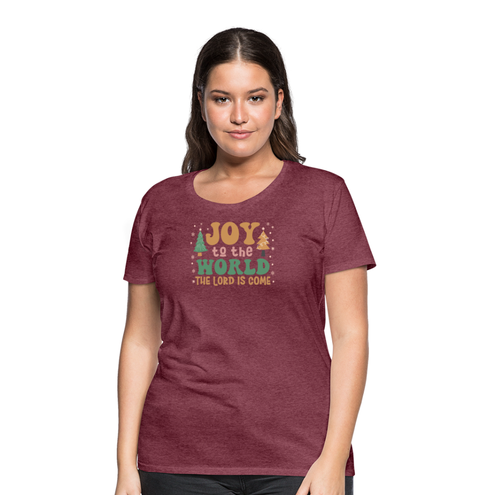 Joy to the World Christmas Family Women’s Premium T-Shirt - heather burgundy