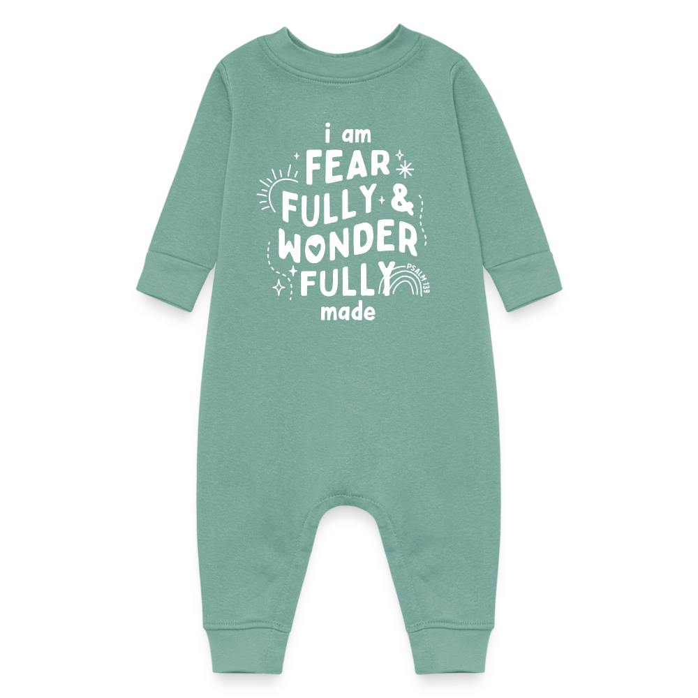 I Am Fearfully & Wonderfull Made Fleece Baby Onesie Bodysuit - saltwater