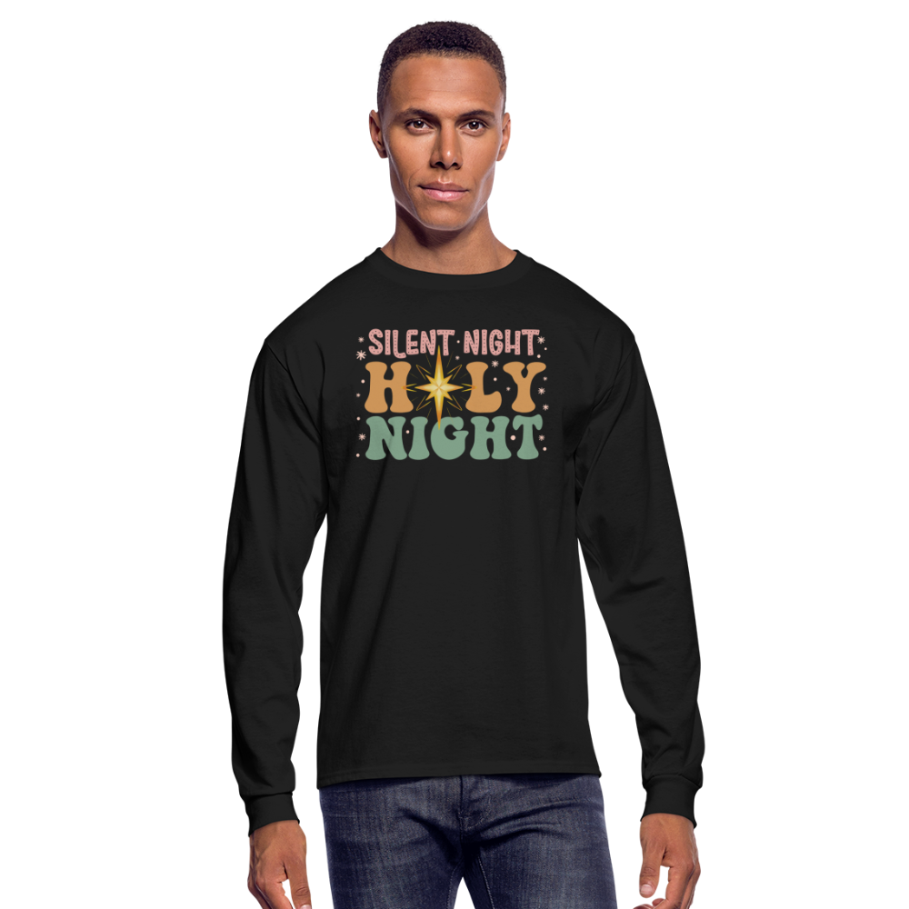 Silent Night Christmas Family Men's Long Sleeve T-Shirt - black