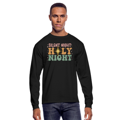 Silent Night Christmas Family Men's Long Sleeve T-Shirt - black