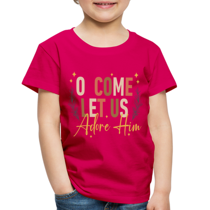 O Come Let us Adore Him Christmas Toddler Shirt - dark pink