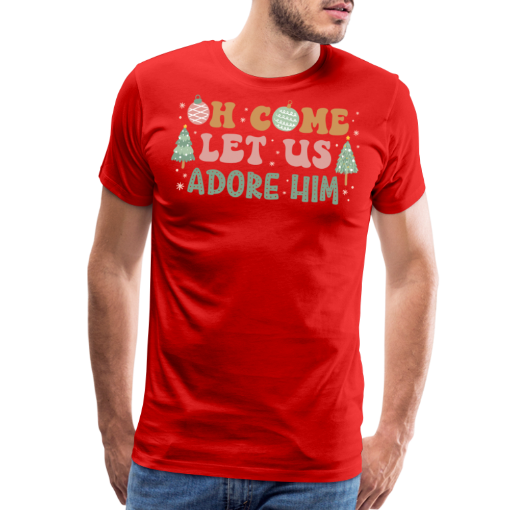 Oh Come Let Us Adore Him Christmas Family Men's Premium T-Shirt - red