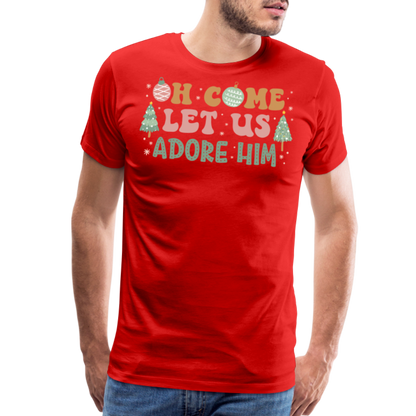 Oh Come Let Us Adore Him Christmas Family Men's Premium T-Shirt - red