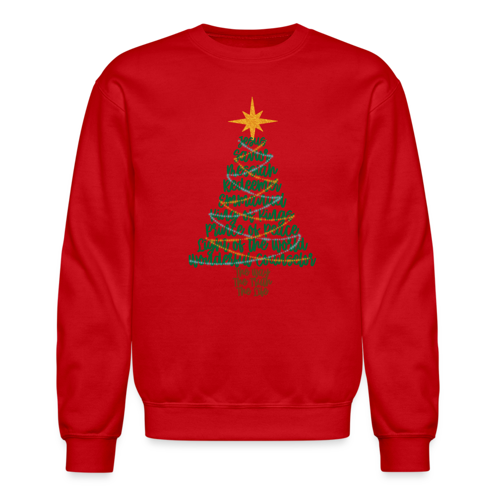 Names of Jesus Christmas Tree Men's Sweater - red