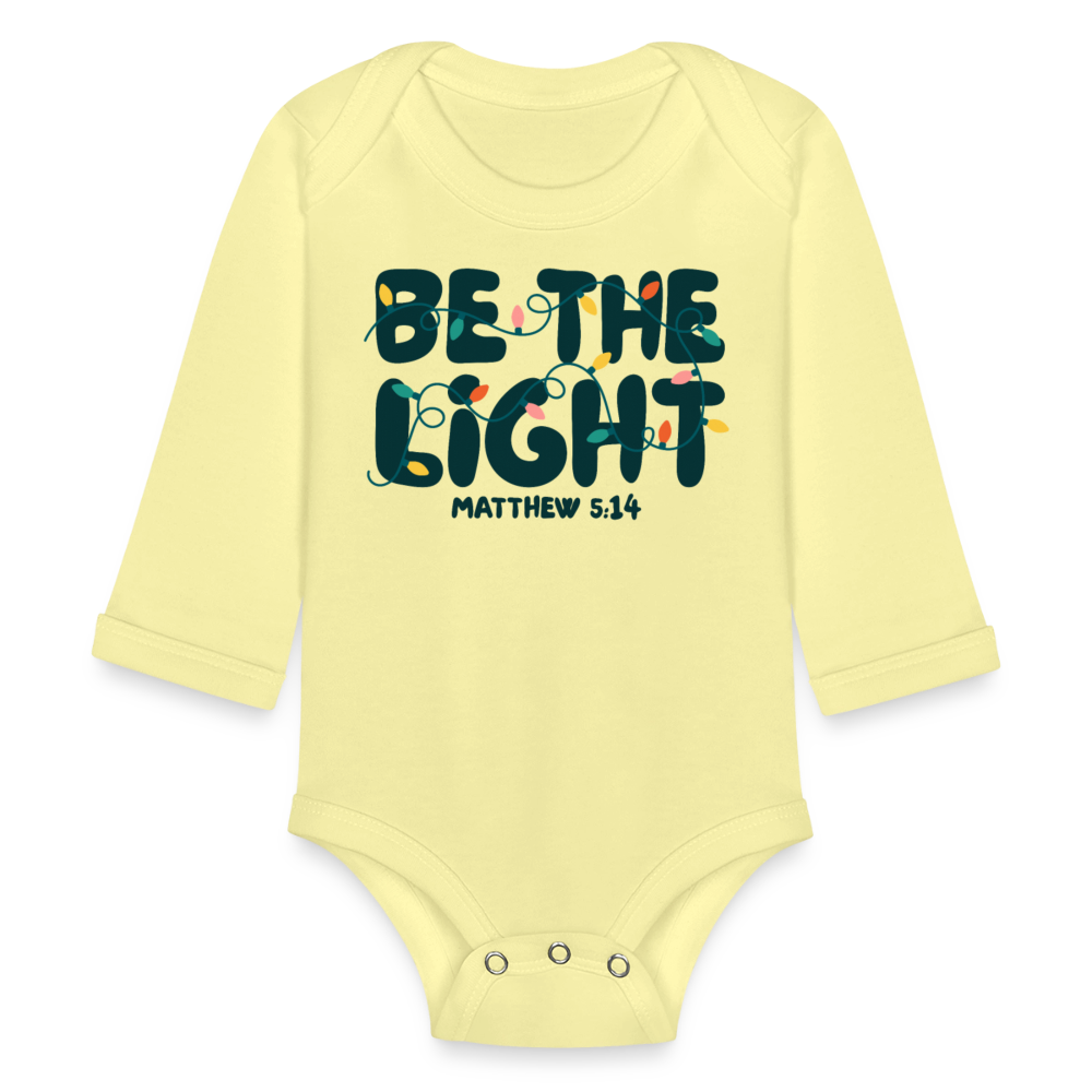 Be the Light Christmas Baby Long Sleeve Onesie - washed yellow