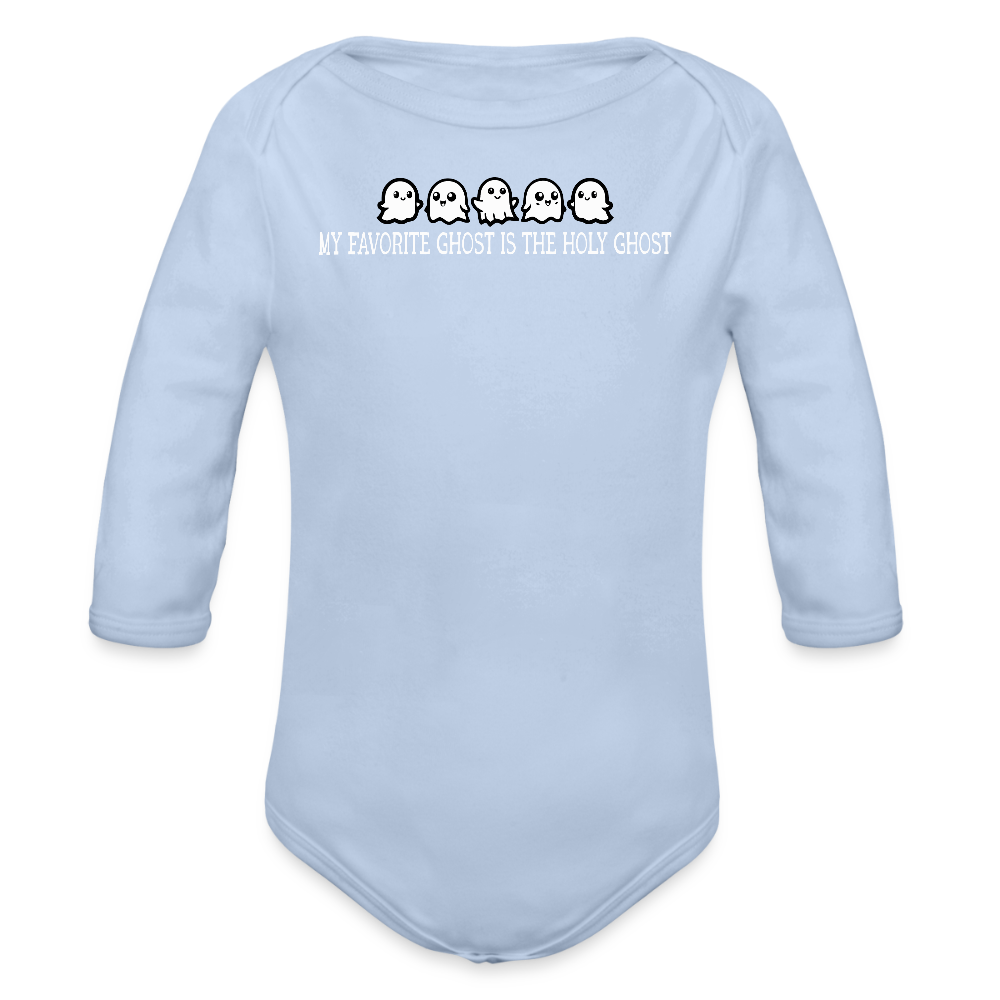 My Favorite Ghost is the Holy Ghost (W) Baby Long Sleeve Bodysuit - sky