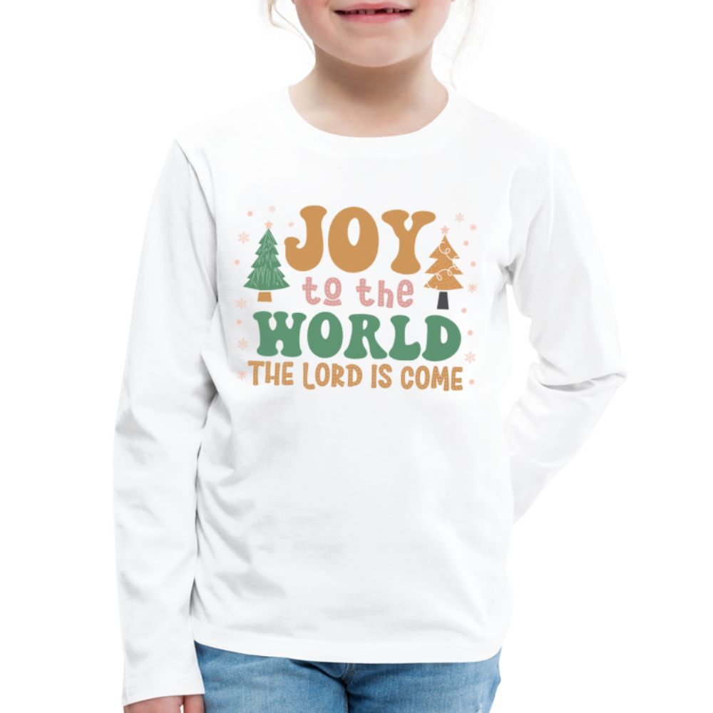 Joy to the World Christmas Family Kids' Premium Long Sleeve T-Shirt - white