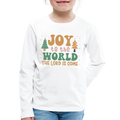 Joy to the World Christmas Family Kids' Premium Long Sleeve T-Shirt - white