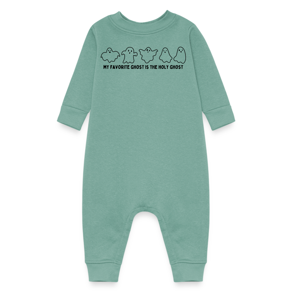 My Favorite Ghost is the Holy Ghost (B, Outline) Baby Fleece Bodysuit - saltwater