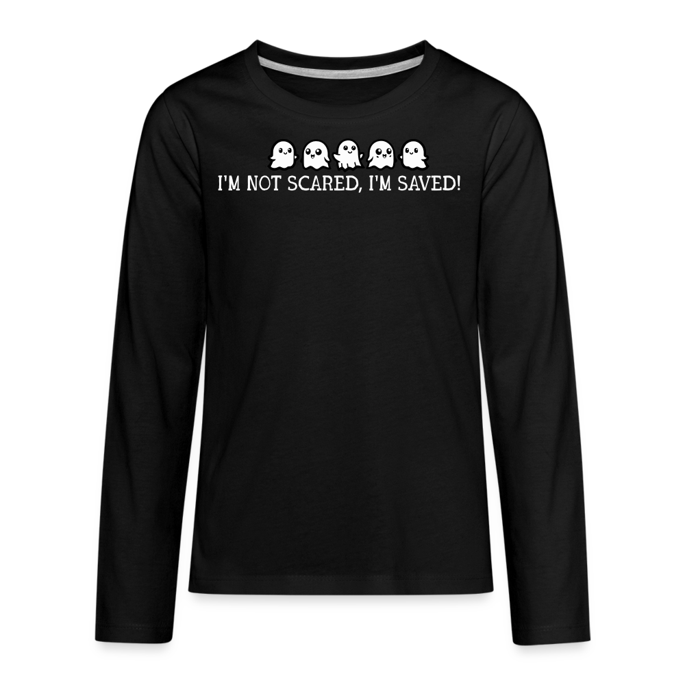 I'm Not Scared I'm Saved (W) Kid's Long Sleeve Shirt - black