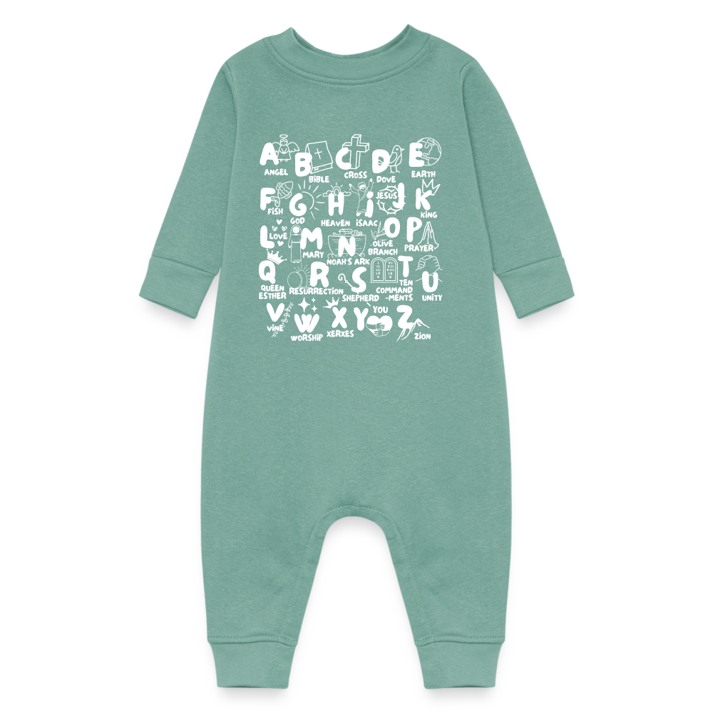 Bible Alphabet Fleece Baby Onesie Bodysuit - saltwater