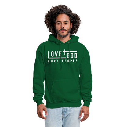 Love God Love People Men's Hoodie - forest green