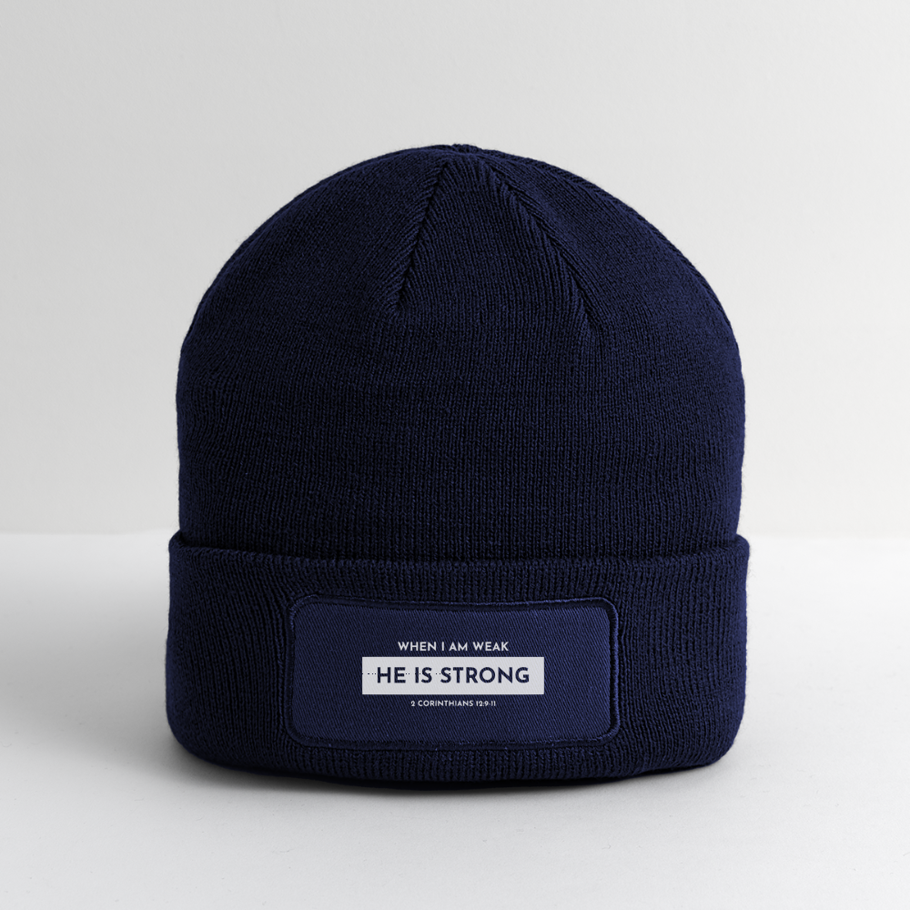 When I Am Weak He is Strong Beanie - navy