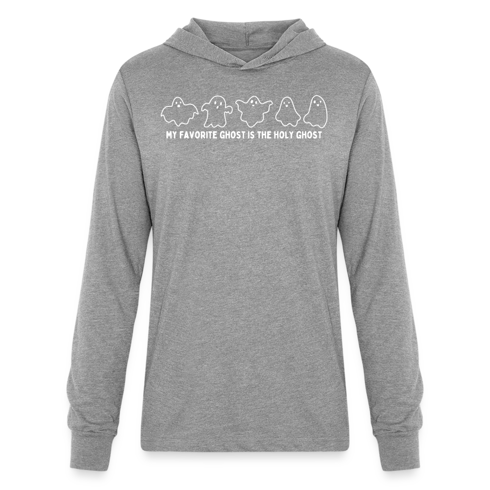 My Favorite Ghost is the Holy Ghost (Outline) Men's Long Sleeve Shirt - heather grey