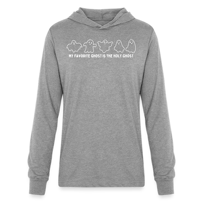 My Favorite Ghost is the Holy Ghost (Outline) Men's Long Sleeve Shirt - heather grey