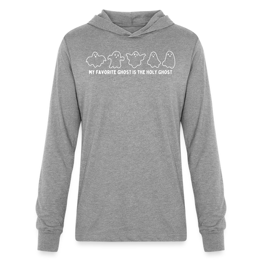 My Favorite Ghost is the Holy Ghost (Outline) Men's Long Sleeve Shirt - heather grey