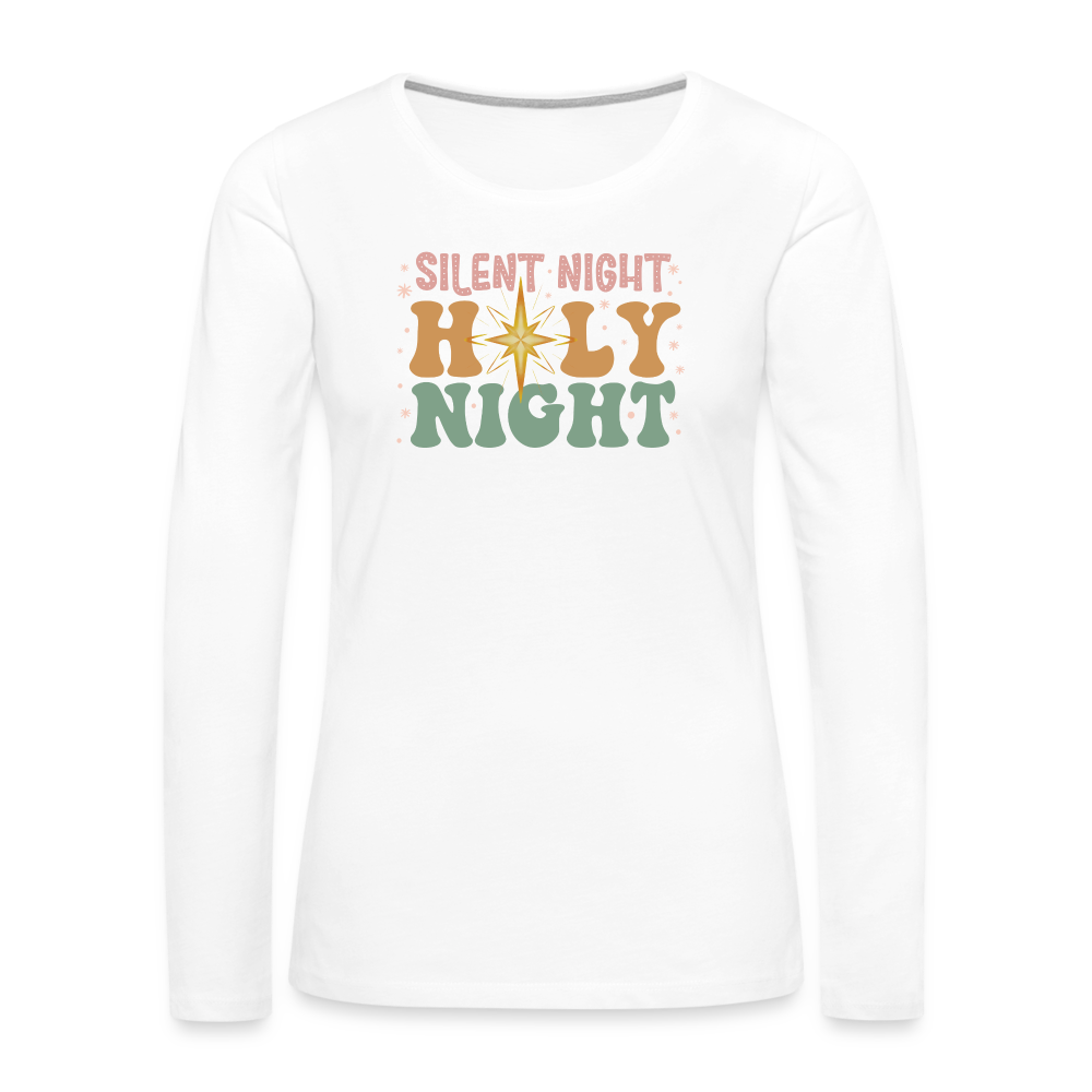 Silent Night Christmas Family Women's Premium Long Sleeve T-Shirt - white