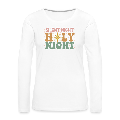 Silent Night Christmas Family Women's Premium Long Sleeve T-Shirt - white