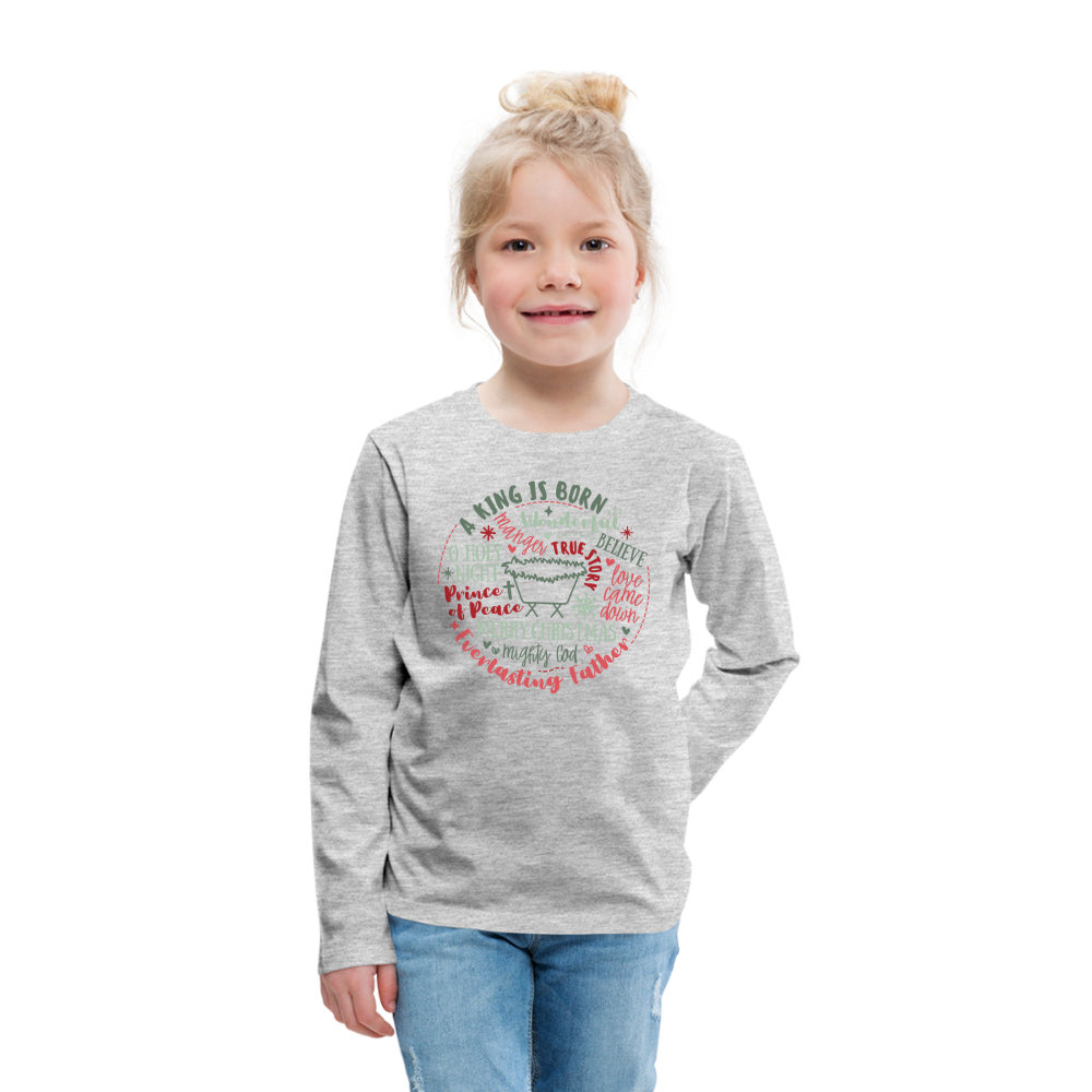 Manger Collage (RG) Kid's Long Sleeve Shirt - heather gray