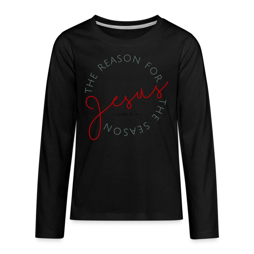 The Reason for the Season (Color) Christmas Family Kids' Premium Long Sleeve T-Shirt - black