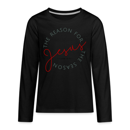 The Reason for the Season (Color) Christmas Family Kids' Premium Long Sleeve T-Shirt - black