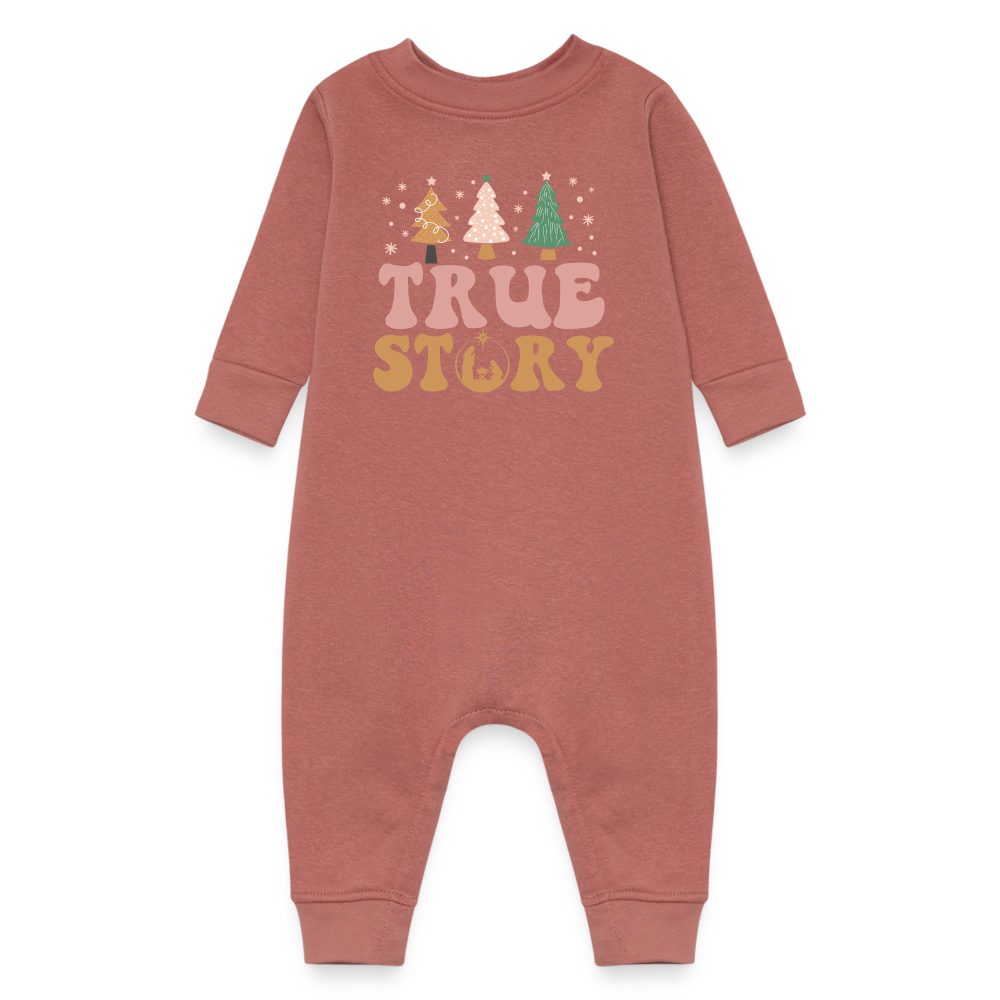 True Story Christmas Family Baby Fleece One Piece - mauve