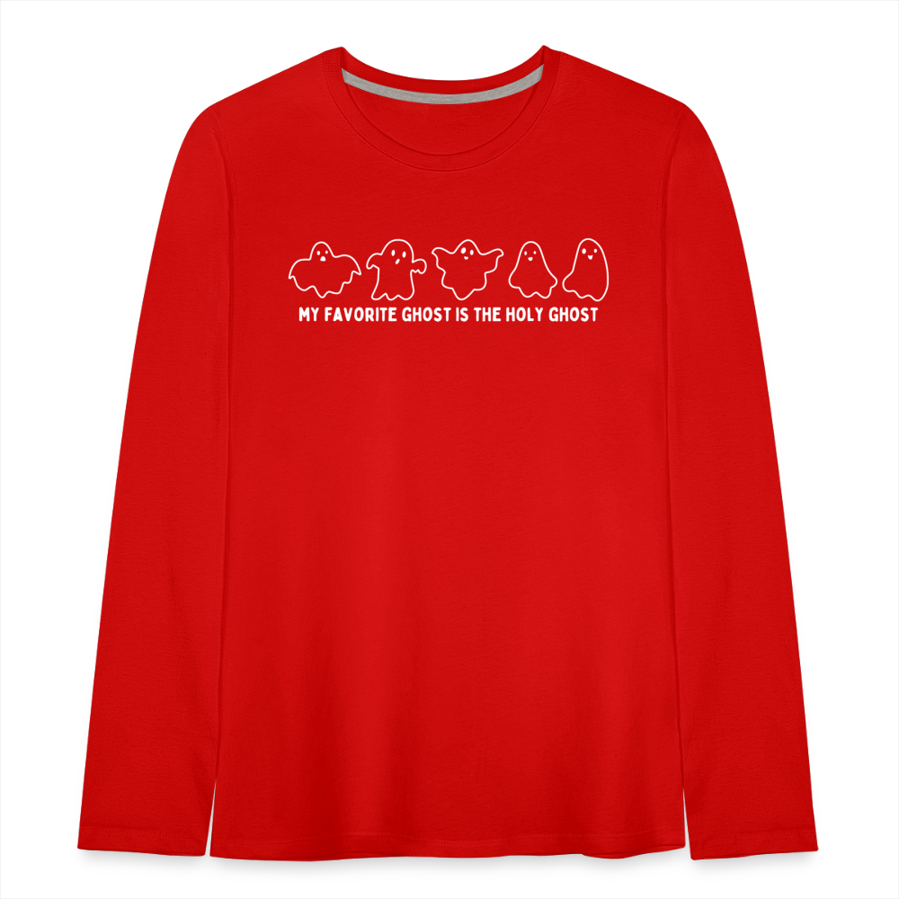 My Favorite Ghost is the Holy Ghost Youth Long Sleeve Shirt - red