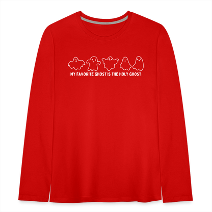 My Favorite Ghost is the Holy Ghost Youth Long Sleeve Shirt - red